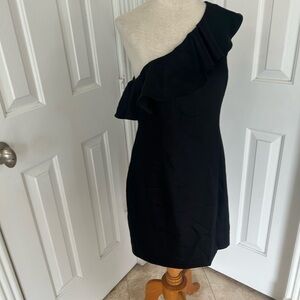 H&M Black Asymmetrical Ruffled Cocktail Dress